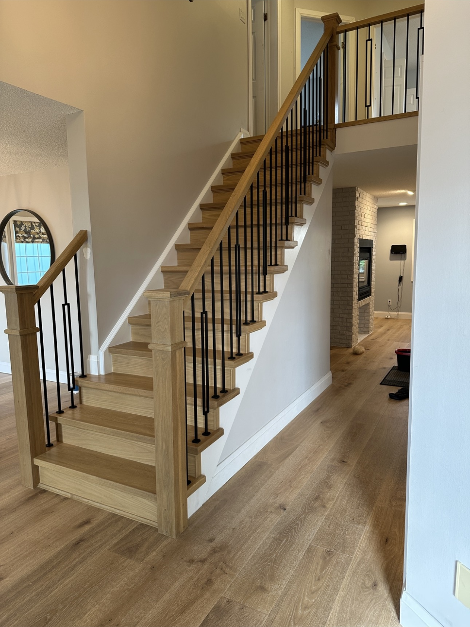 light colored wood staircase