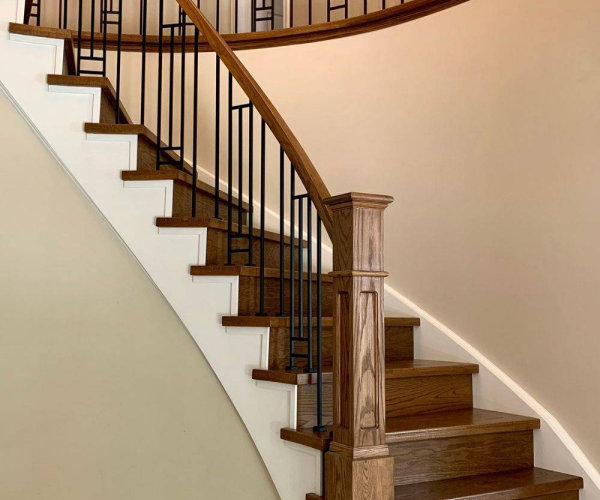 Dark stain wooden staircase